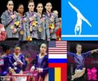 Πόντιουμ καλλιτεχνική γυμναστική eventing από θηλυκή ομάδα, Ηνωμένες Πολιτείες, η Ρωσία και η Ρουμανία - London 2012-